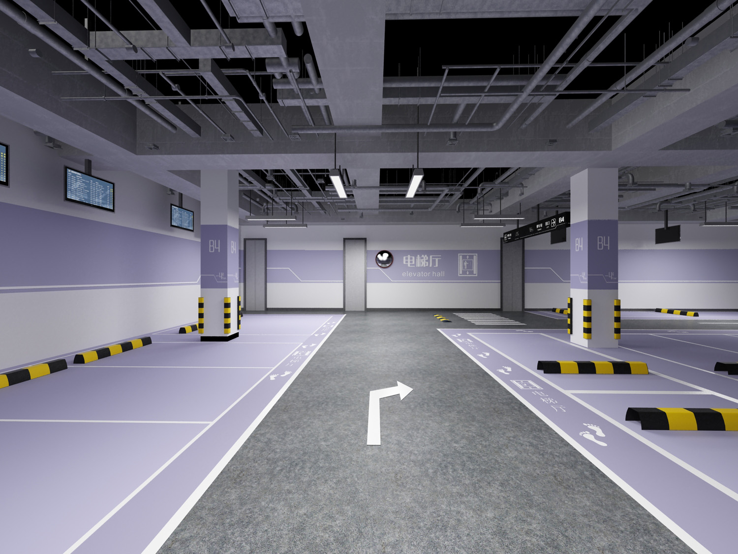 车库3D设计_停车场3D效果图设计丨停车场设计