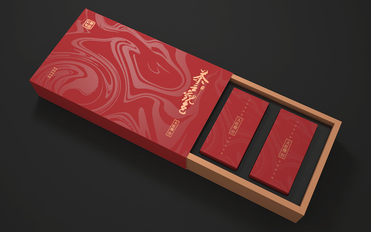 大红袍包装设计大红袍礼盒设计茶叶包装设计刘益铭原创作品