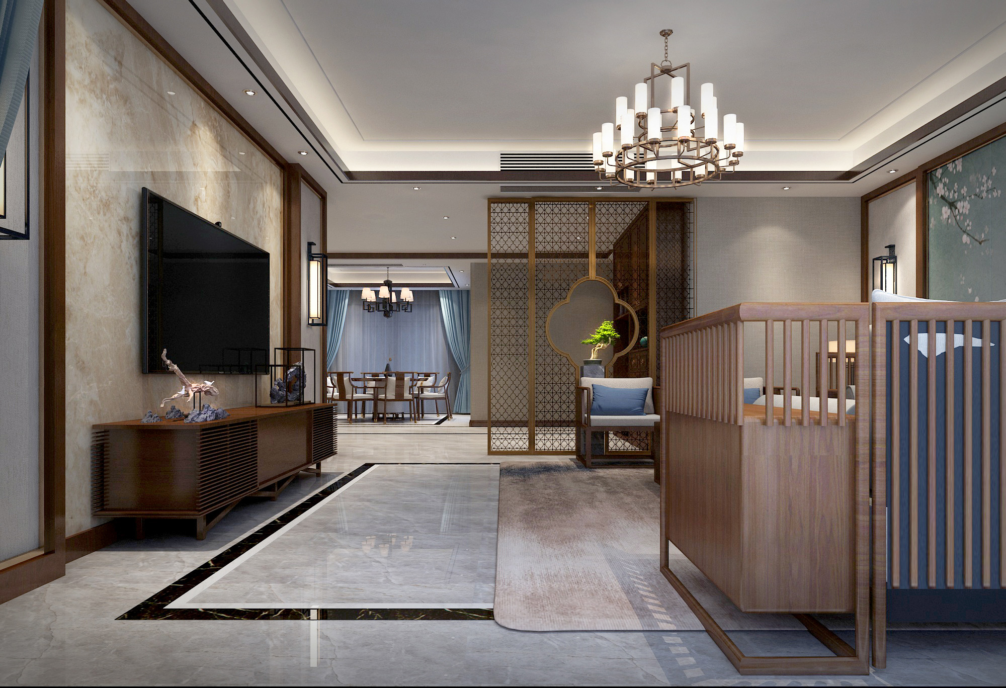 京东家装丨御翠园230平新中式全屋整装装修案例