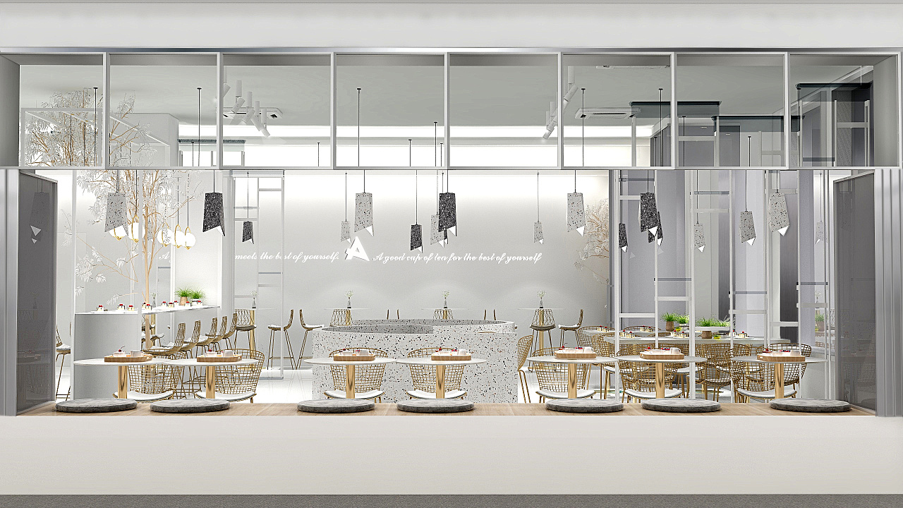 北欧极简主义网红奶茶店装修案例赏析