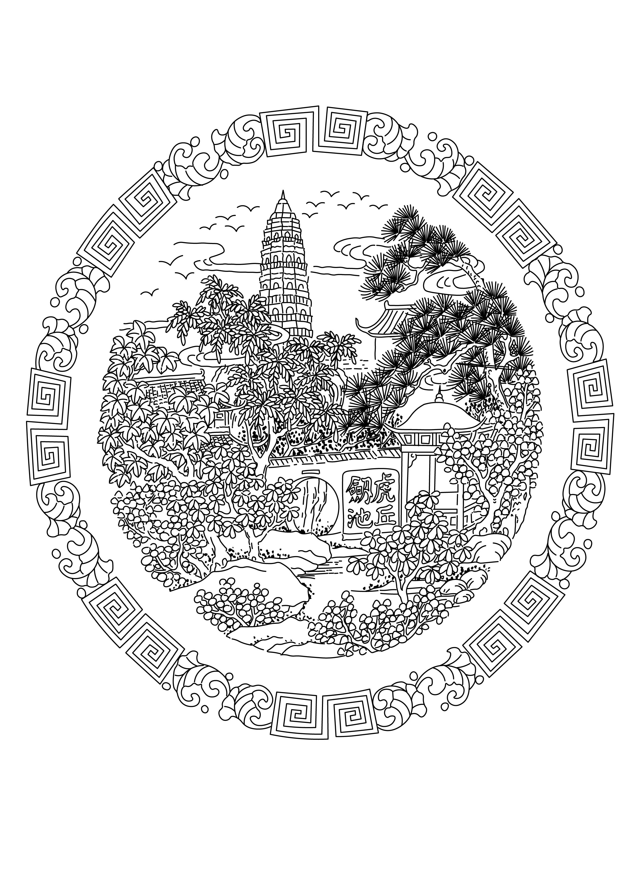 苏州虎丘塔手绘图片