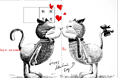信封设计《情人节之接吻猫》