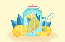 柠檬饮料插画设计