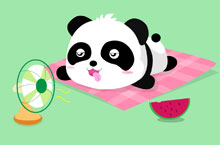 插画熊猫吃西瓜