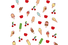 冰淇淋和水果花纸设计