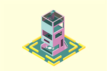 来一张2.5D风格的小房子，有木有点像纪念碑谷啊#3D设计# #C4D建模# #3D设计培训#