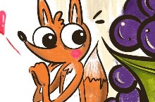 童书儿童插画《伊索寓言——狐狸与葡萄》