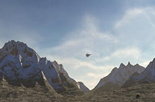 C4D飞机飞越雪山真实场景渲染