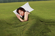 睡在草地上的美女