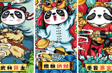 颐品口罩国潮熊猫系列插画