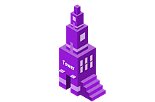 2.5D紫色塔楼图标