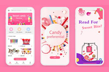 adobe xd做的糖果卡通可爱app粉色高保真原型设计