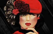 黑帽红唇女人 插画设计