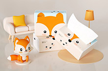 小狐狸抽纸包装设计及视觉效果图