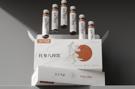 口服液包裝設計保健食品紅參八珍飲產品包裝設計 | 銘睿益創