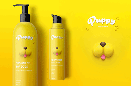 萌宠洗护包装设计 | Puppy狗狗沐浴露：用3D萌趣视觉治愈洗澡时光